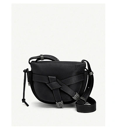 Loewe Gate Small Leather Shoulder Bag In Black