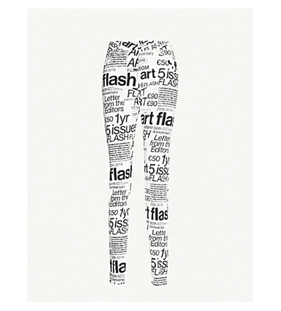 Msgm Text-print High-rise Straight Cotton Trousers In White+black