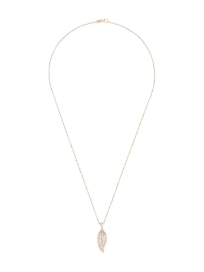 Anita Ko 18k Rose Gold Leaf Diamond Necklace