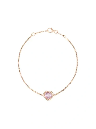 Anita Ko 18k Rose Gold And Pink Heart Sapphire And Diamond Embellished Bracelet
