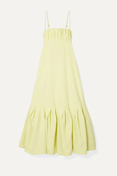 Rosie Assoulin Cami Gathered Cotton-poplin Midi Dress In Pastel Yellow