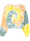 Agolde Tie-dyed Cropped Cotton-jersey Sweatshirt In Assorted