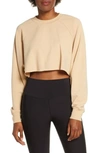 Alo Yoga Double Take Raglan-sleeve Cropped Sweatshirt In Putty