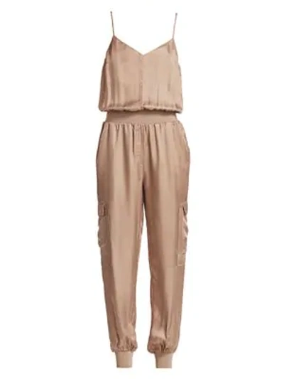 Cinq À Sept Amia Twill V-neck Jumpsuit In Pewter