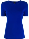 Escada Sadena Pointelle-knit Short-sleeve Tee In Blue