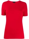 Escada Sadena Pointelle-knit Short-sleeve Tee In Red