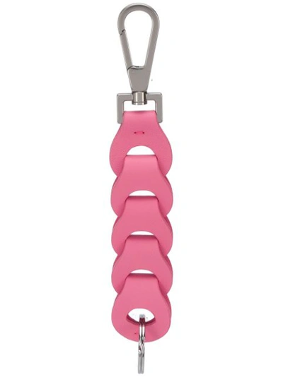 Bottega Veneta Chain-link Leather Key Ring In Pink