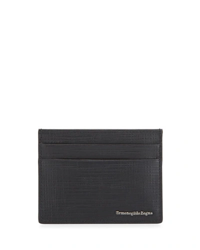 Ermenegildo Zegna Men's Printed Leather Card Case In Black