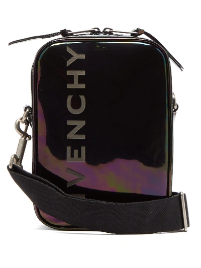 Givenchy Logo-debossed Iridescent Leather Messenger Bag In Red Multi