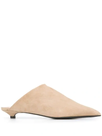 Acne Studios Brion Shearling-lined Suede Point-toe Mules In Brown