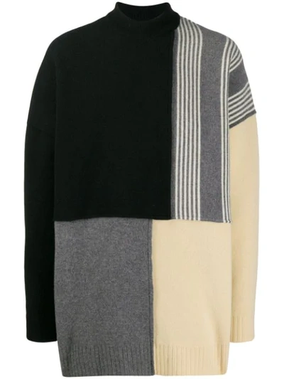 Jil Sander Oversized Contrast Knit Sweater In Grey