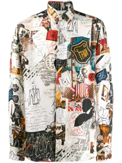 Fendi Karl Kollage Printed Silk-twill Shirt In Multi