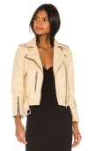 Allsaints Balfern Leather Biker Jacket In Pale Yellow