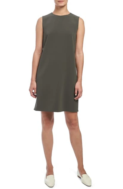 Theory Column Sleeveless Shift Dress In Green Slate