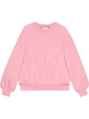 Gucci Tennis Embroidered Jersey Sweatshirt In Sugar Pink