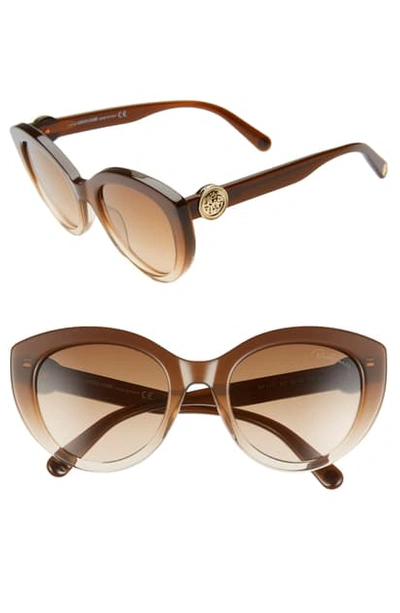 Roberto Cavalli 53mm Gradient Cat Eye Sunglasses In Light Brown/ Gradient Brown