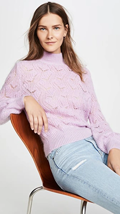 Astr Audra Bishop Sleeve Sweater In Lilac