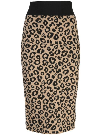 Veronica Beard Bethel Leopard Jacquard Wool Pencil Skirt In Neutrals