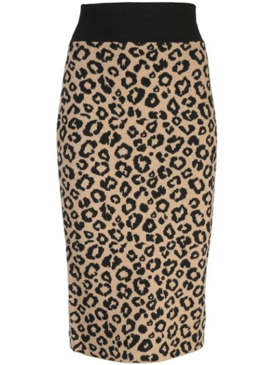 Veronica Beard Bethel Leopard Jacquard Wool Pencil Skirt In Neutrals ModeSens
