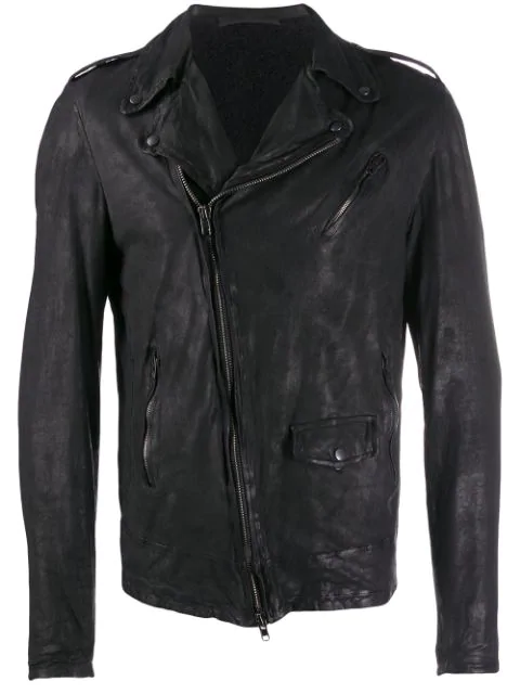 Salvatore Santoro Shoulder Epaulets Leather Jacket In Black | ModeSens