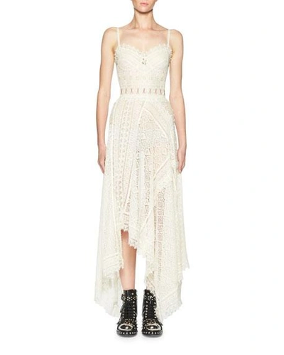 Alexander Mcqueen Sea Fern Embroidered Lace Camisole Dress In Ivory