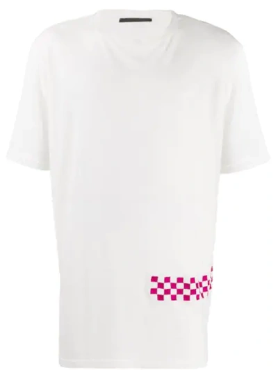 Haider Ackermann Awuna Checkerboard Embroidery T-shirt In White Red