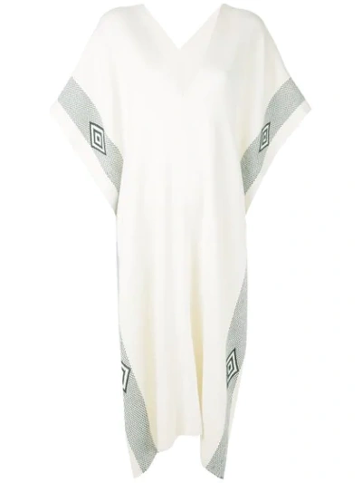 Voz Diamante Pattern Poncho In White