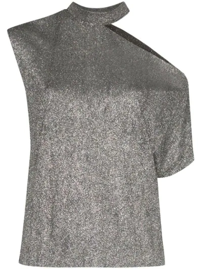 Rta Metallic Cut-out Asymmetric T-shirt In Silver