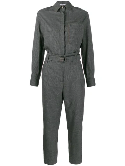 Brunello Cucinelli Long-sleeve Tailored Jumpsuit In Grey