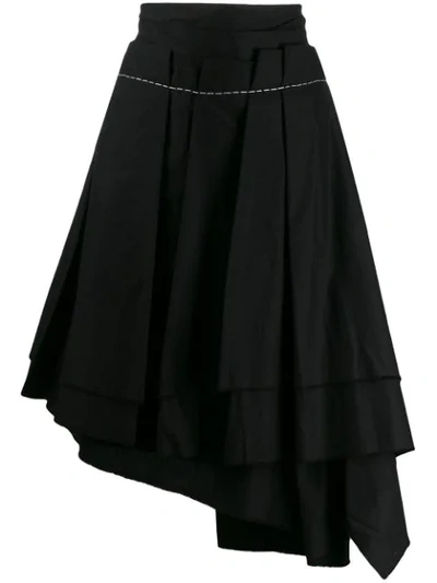 Pre-owned Comme Des Garçons 1990's Asymmetric Pleated Skirt In Black
