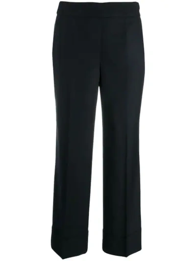 Peserico Cropped Straight-leg Trousers In Blue