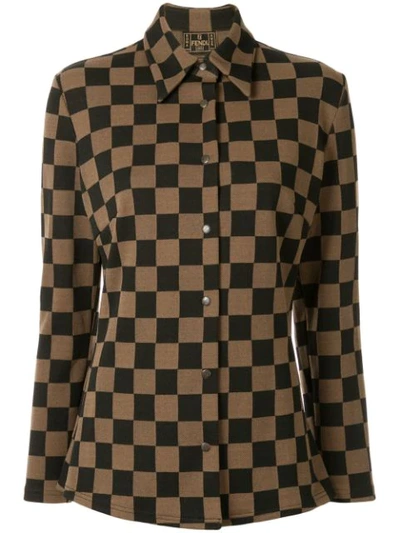 Pre-owned Fendi Checked Slim Shirt In Brown