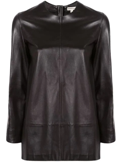 Pre-owned Hermes  Straight Leather Blouse In Black