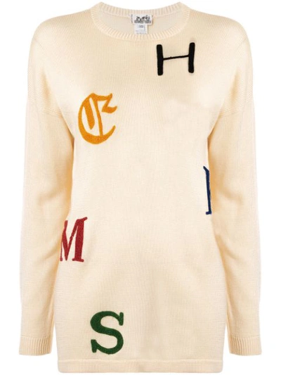 Pre-owned Hermes  Logo Letters Embroidery Jumper In Neutrals