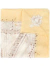 Pre-owned Hermes  Musical Note Scarf In Yellow