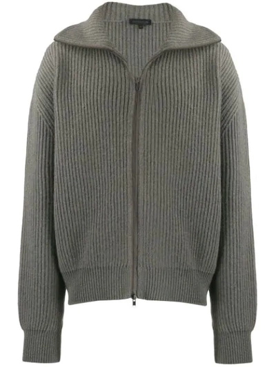 Ann Demeulemeester Zipped Knitted Cardigan In Green