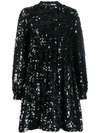 Msgm Sequis Embellished Short Dress In Black