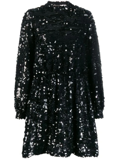 Msgm Sequis Embellished Short Dress In Black