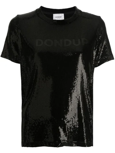 Dondup Logo Sequin T-shirt In Black