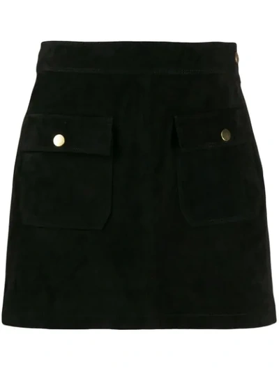 Frame Bardot Suede Mini Skirt In Noir