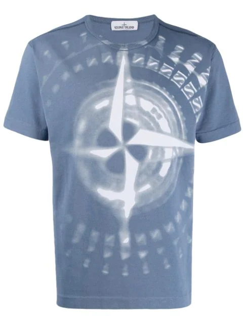 Stone Island Compass Logo Print T-shirt In Brown | ModeSens