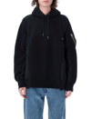Sacai Ma-1 Nylon-trimmed Cotton-blend Jersey Hoodie In Black