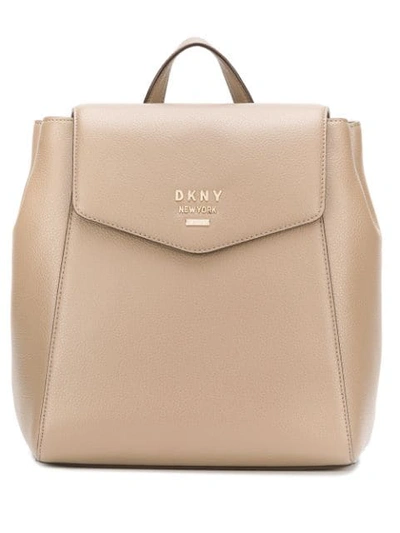 Dkny Branded Minimal Backpack In Neutrals