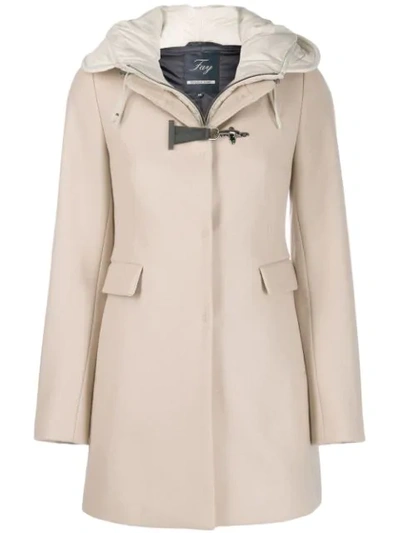Fay Single Breasted Duffle Coat In Neutrals