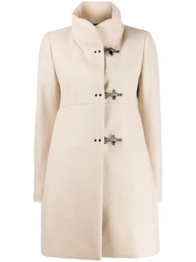 Fay Funnel Neck Midi Coat In Neutrals