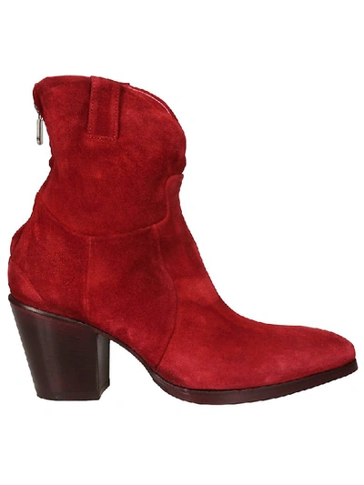 Rocco P. Rear Zip Ankle Boots In Red
