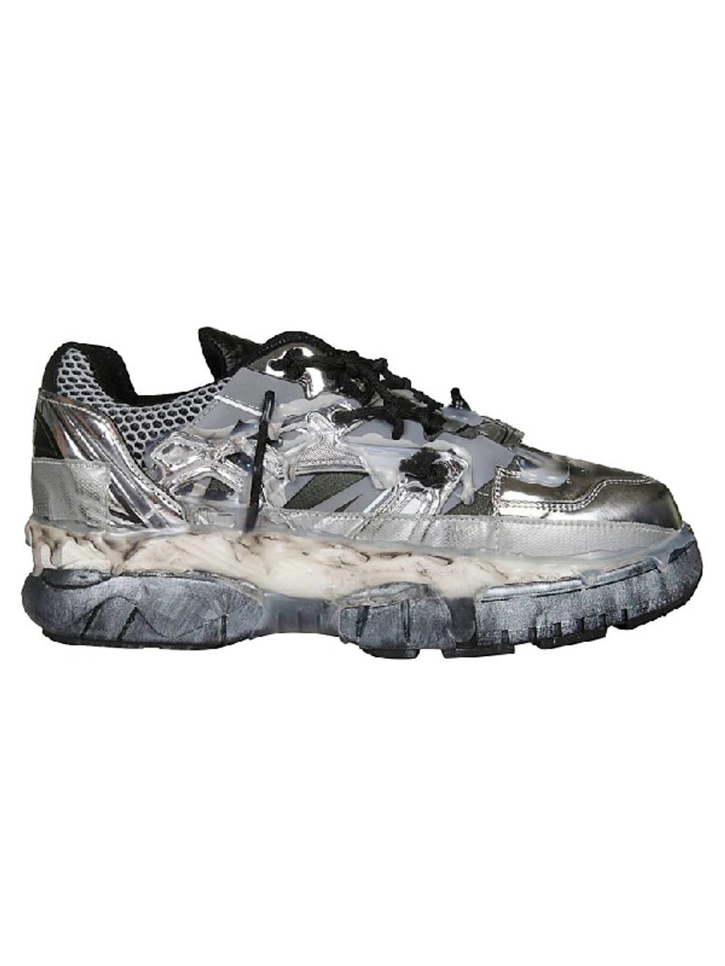 Maison Margiela Melted Detail Sneakers In Silver | ModeSens Maison Margiela Melted Detail Sneakers In Silver | ModeSens