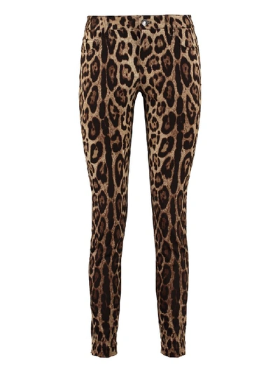 Dolce & Gabbana Printed Stretch Cotton Trousers In Multicolor