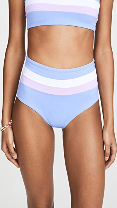 L*space Portia Stripe Bikini Bottoms In Peri Blue/white/lilac