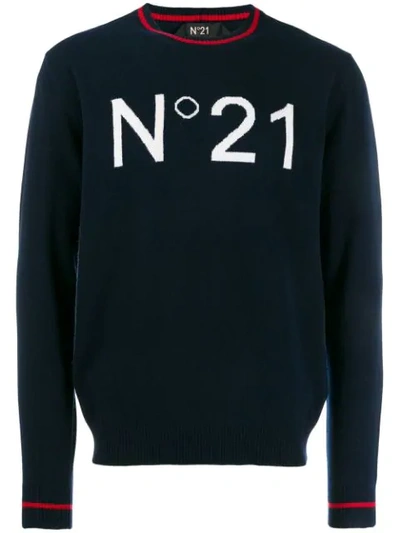 N°21 Logo Intarsia Jumper In Blue